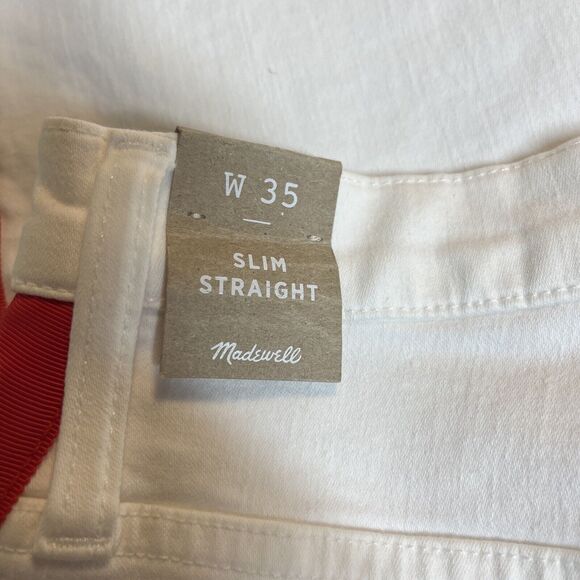 MADEWELL Women Stovepipe Jean Tile White Tuxedo Stovepipe Slim Straight W 35 NWT - Picture 8 of 16
